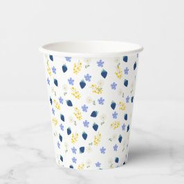 Vasos De Papel Patrón floral de flor silvestre y zarzamora