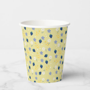 Vasos De Papel Patrón floral de flor silvestre y zarzamora