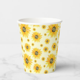 Vasos De Papel Patrón floral de girasoles de color acuático
