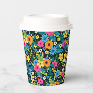 Vasos De Papel Patrón floral de vibrante Ditsy-43785