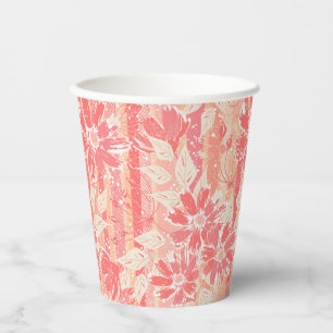 Vasos De Papel Patrón floral en tonos de melocotón de moda