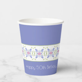 Vasos De Papel Patrón Floral Moderno En Periwinkle