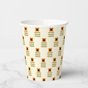 Vasos De Papel Patrón floral Naranja inspirado en Escandinavia