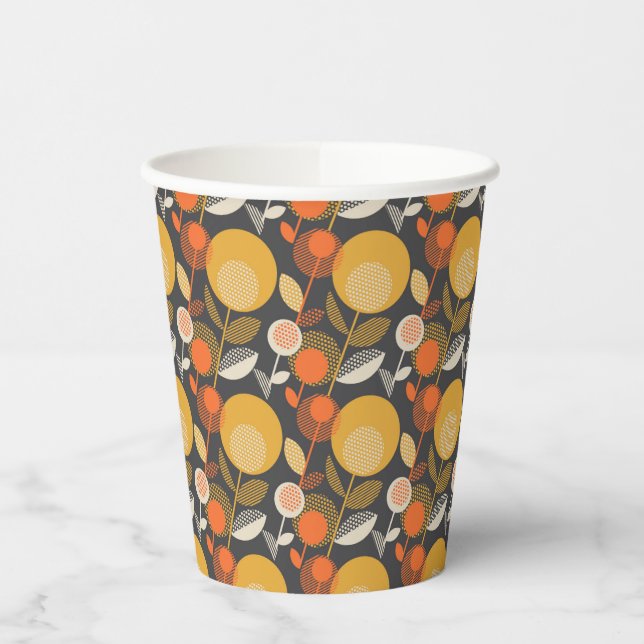Vasos De Papel Patrón floral retro clásico (Izquierda)