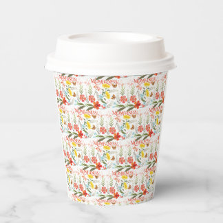Vasos De Papel Patrón floral terroso de Momfulness de flor silves