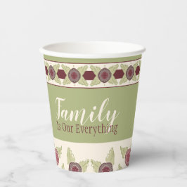 Vasos De Papel Patrón floral Verde