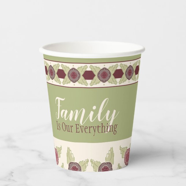 Vasos De Papel Patrón floral Verde (Anverso)