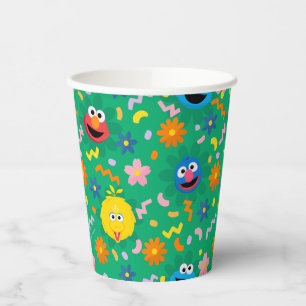 Vasos De Papel Patrón floral verde de Plaza Sésamo