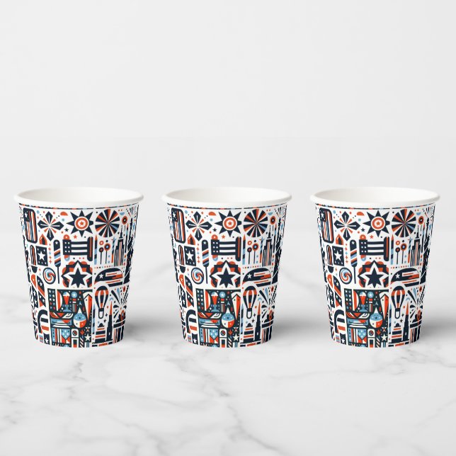 Vasos De Papel Patrón generativo del 4 de julio (Multi)