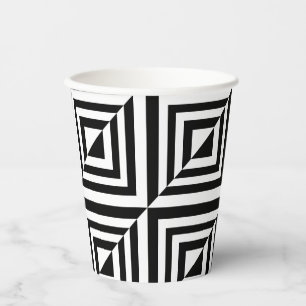 Vasos De Papel Patrón geométrico en blanco y negro