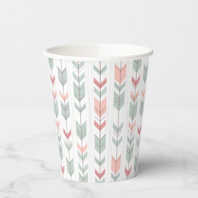Vasos De Papel Patrón geométrico en estilo retro (Izquierda)