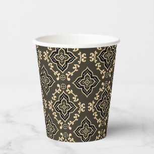 Vasos De Papel Patrón geométrico Gold n Brown / Impresión india