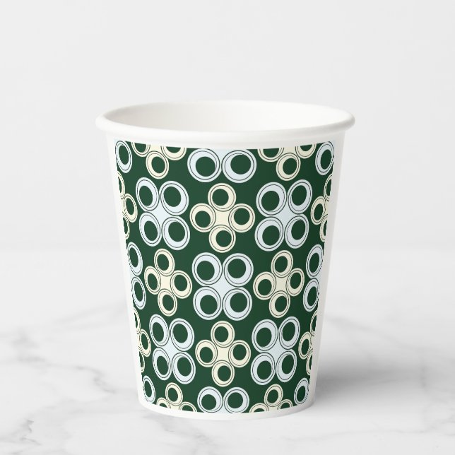 Vasos De Papel Patrón Geométrico Retro de Círculos (Anverso)