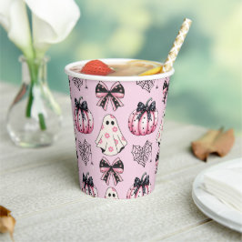 Vasos De Papel Patrón Halloween de la Calabaza Rosa Coquette