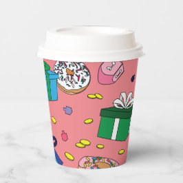 Vasos De Papel Patrón Hanukkah rosa