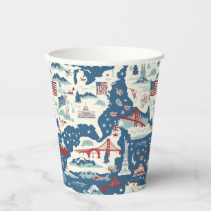 Vasos De Papel Patrón histórico estadounidense vintage (2)