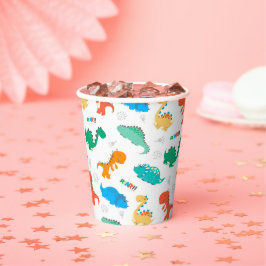 Vasos De Papel Patrón ilustrado de dinosaurios de color lindo