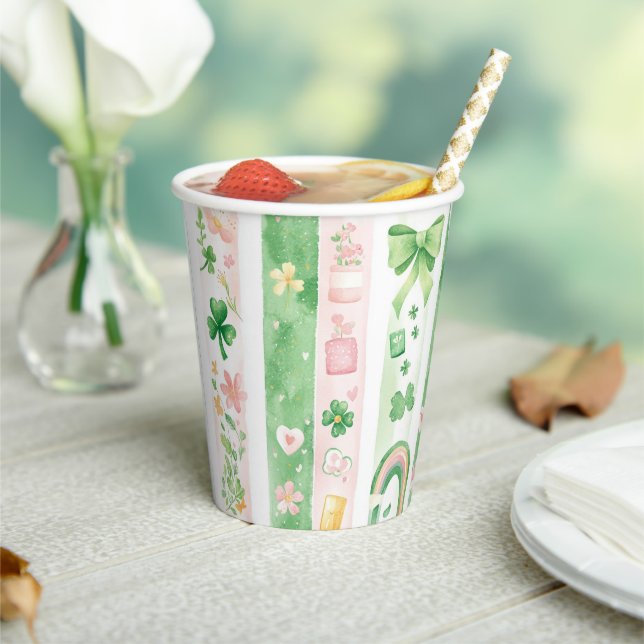 Vasos De Papel Patrón irlandés de bonito (in situ)