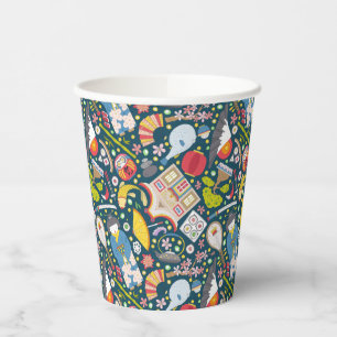Vasos De Papel Patrón japonés sin foco