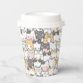 Vasos De Papel Patrón Kawaii de gatos sin mar