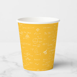 Vasos De Papel Patrón matemático simple amarillo y blanco