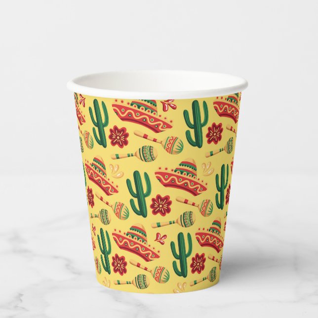 Vasos De Papel Patrón mexicano del Cinco De Mayo (Anverso)