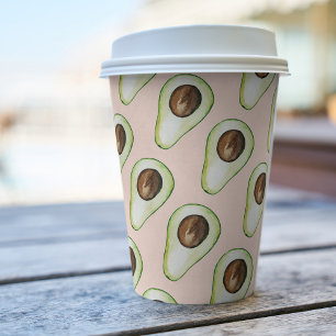 Vasos De Papel Patrón Moderno De Aguacate Rosa Y Verde