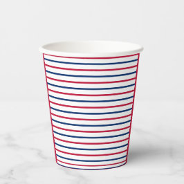 Vasos De Papel Patrón moderno de franjas minimalistas rojas y azu