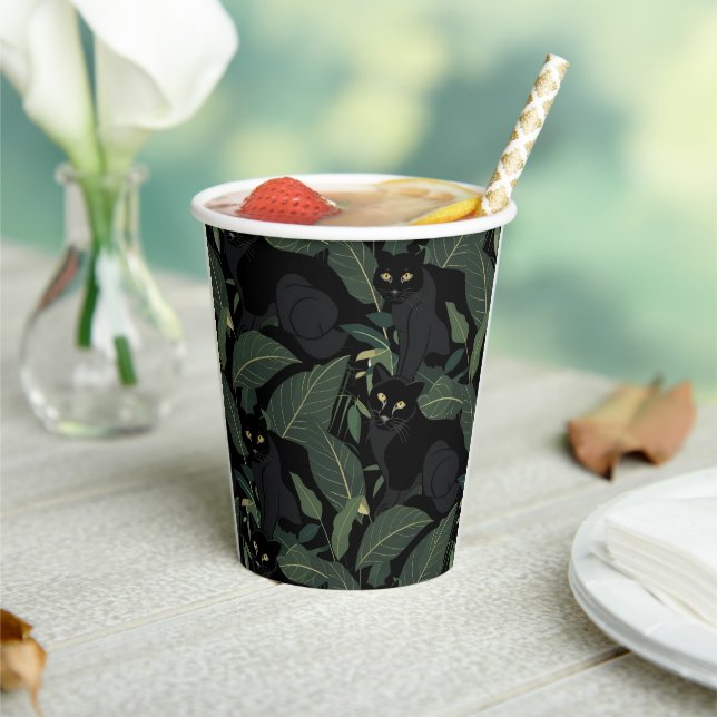 Vasos De Papel Patrón moderno de pantera negra (in situ)