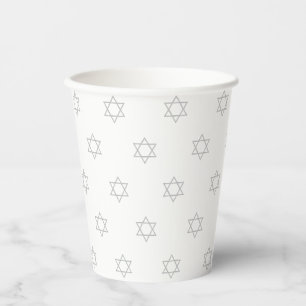 Vasos De Papel Patrón moderno gris blanco de Magen David Hanukkah