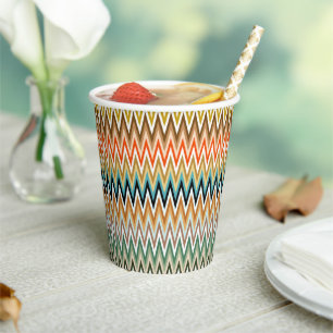 Vasos De Papel Patrón multicolor en zigzag