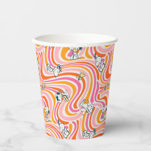 Vasos De Papel Patrón Naranja de vibraciones de Snoopy & Woodstoc
