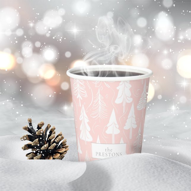 Vasos De Papel Patrón Navidades blancos rosados#6 ID1009 (Subido por el creador)