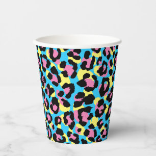 Vasos De Papel Patrón Neon Leopard Spots