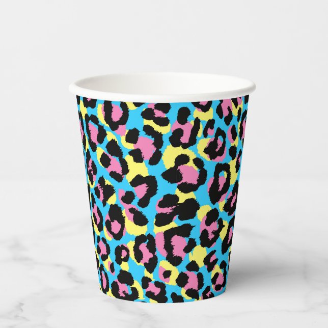 Vasos De Papel Patrón Neon Leopard Spots (Anverso)