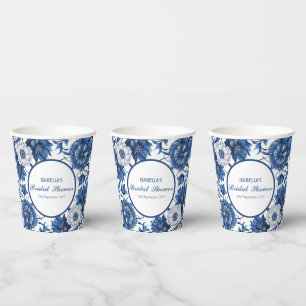 Vasos De Papel Patrón nupcial antiguo Chinoiserie azul y blanco