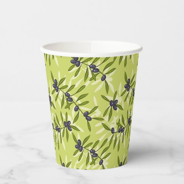 Vasos De Papel Patrón Olive (Izquierda)