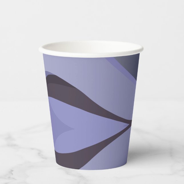 Vasos De Papel Patrón ondulado gris azul negro (Anverso)