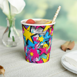 Vasos De Papel Patrón pop de cómics abstracto retro funky