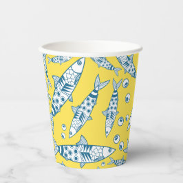 Vasos De Papel Patrón portugués de sardinas de Lisboa Azulejos am