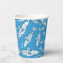 Vasos De Papel Patrón portugués de sardinas de Lisboa Azulejos az