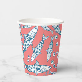 Vasos De Papel Patrón portugués de sardinas de Lisboa Azulejos ro