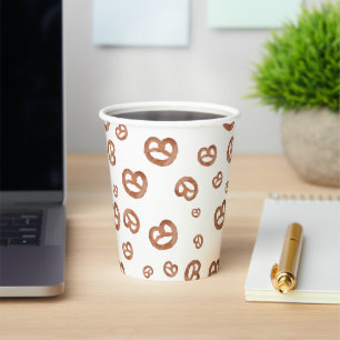 Vasos De Papel Patrón Pretzel de color de agua suave salado