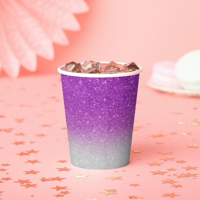 Vasos De Papel Patrón Purpurina rosado moderno oscuro (in situ)