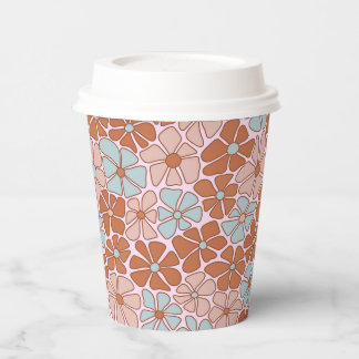 Vasos De Papel Patrón retro floral sin soldadura