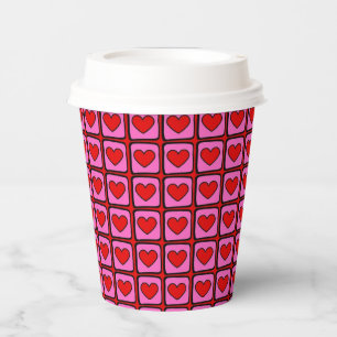 Vasos De Papel Patrón Retro Vintage de Corazón a Cuadros Y2K