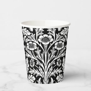 Vasos De Papel Patrón Roble Negro Blanco Vintage de William Morri