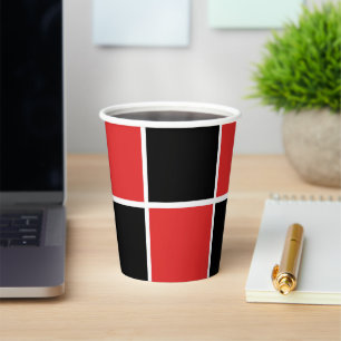 Vasos De Papel Patrón rojo, negro y blanco