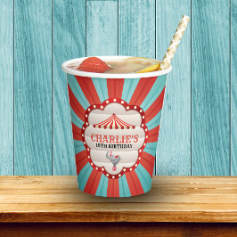 Vasos De Papel Patrón rojo y azul del carnaval de circo vintage