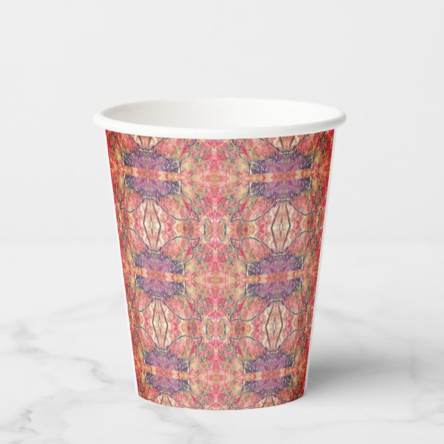 Vasos De Papel Patrón rosa y púrpura (Anverso)